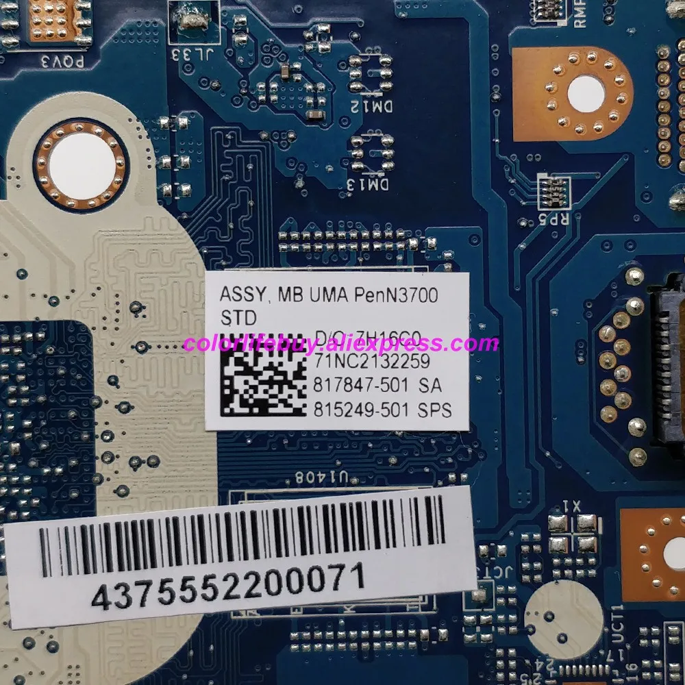 Оригинальная материнская плата ноутбука 815249-601 815249-501 815249-001 ABQ52 LA-C811P PenN3700 для HP