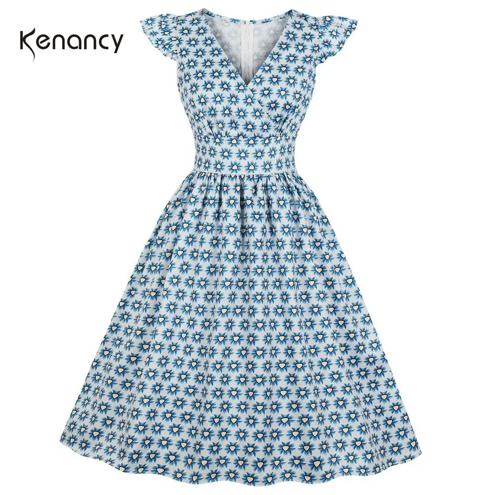 Милое летнее платье Kenancy в стиле ретро с цветочным принтом Новое поступление