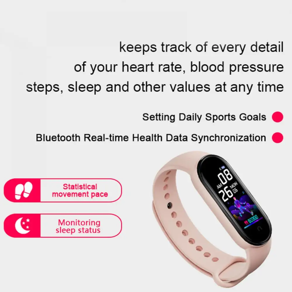 Smart Bracelet Heart Rate Blood Pressure Monitor Incoming Call Music Weather Fitness Sports Tracker Smartwatch for IOS Android | Наручные