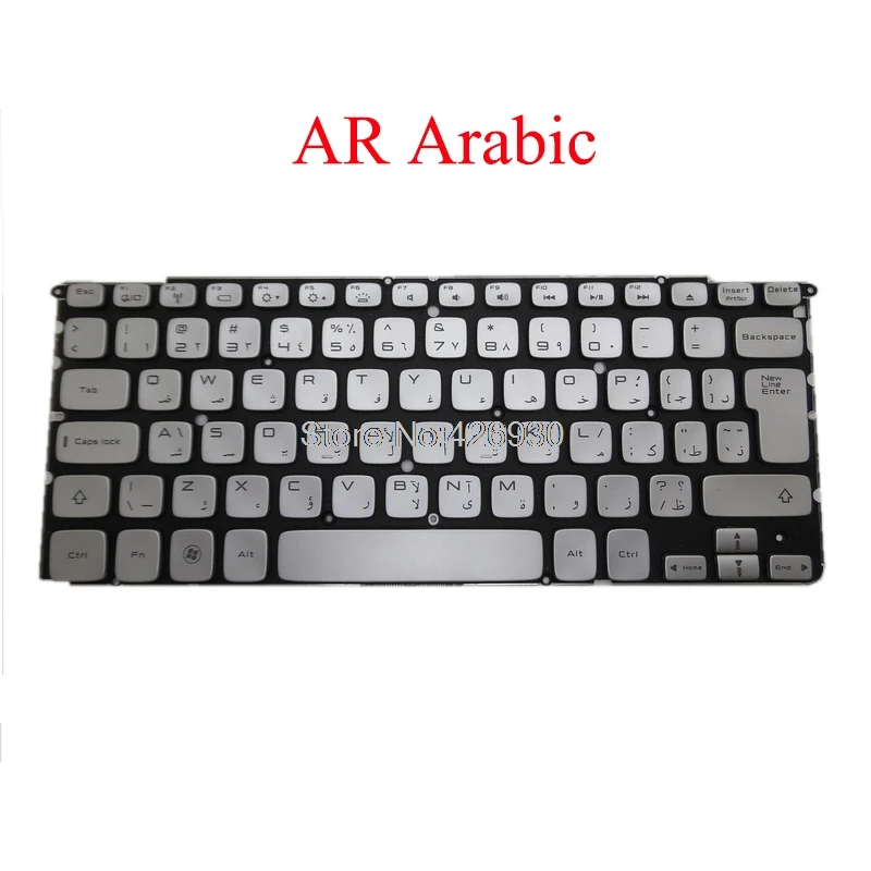 

Laptop AR Keyboard For DELL For XPS 14Z L412Z P24G 15Z L511Z P12F Arabic MP-10K83A0-J698 0KNT43 KNT43 Silver with backlit new