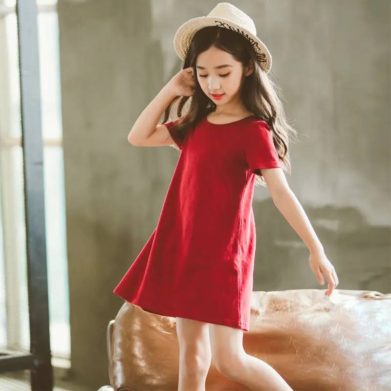 

Summer Solid Baby Kids Cotton Dresses for Girl New Fashion Backless Princess Dress 0-15 Years Old Children's Casual Clothes