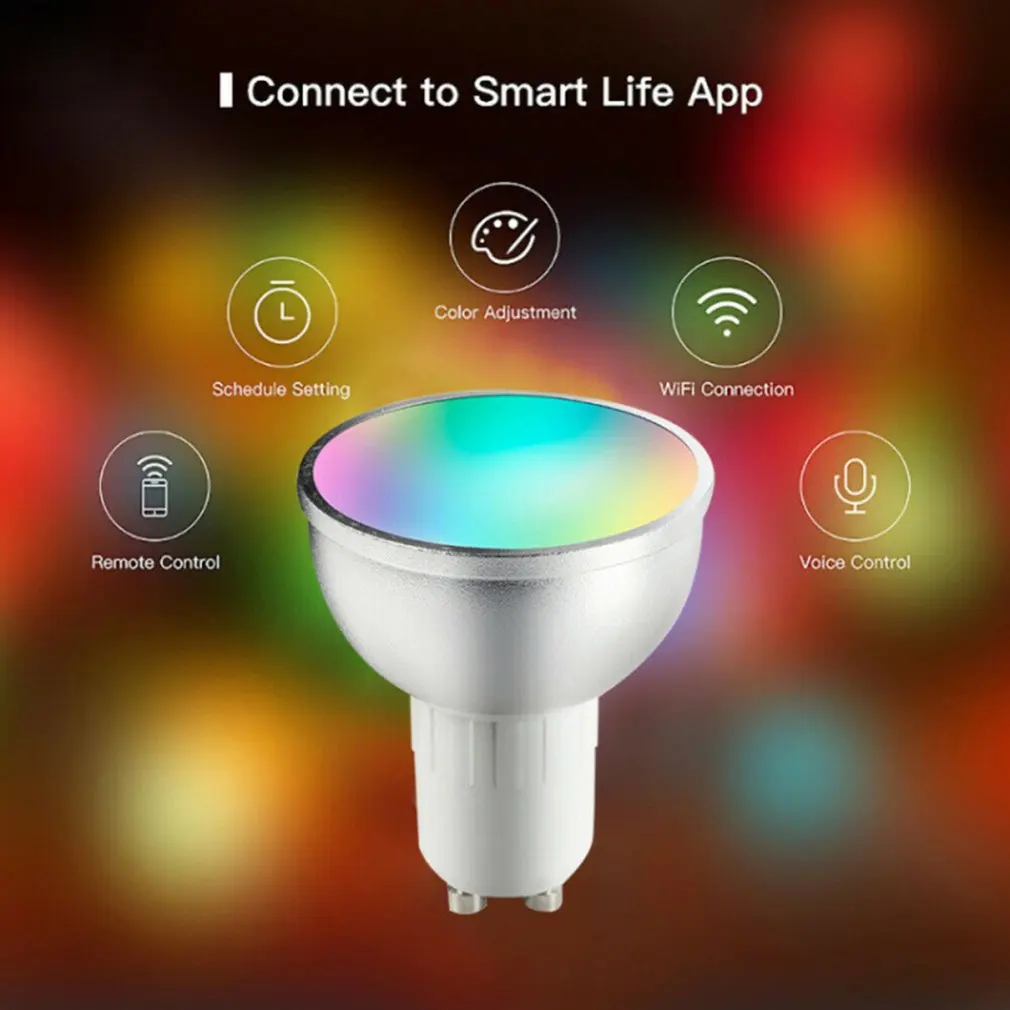 Smart Wifi Spotlight Gu10 Voice-Activated Color-Changing Bulb Light Mobile Phone App Remote Control Led | Лампы и освещение
