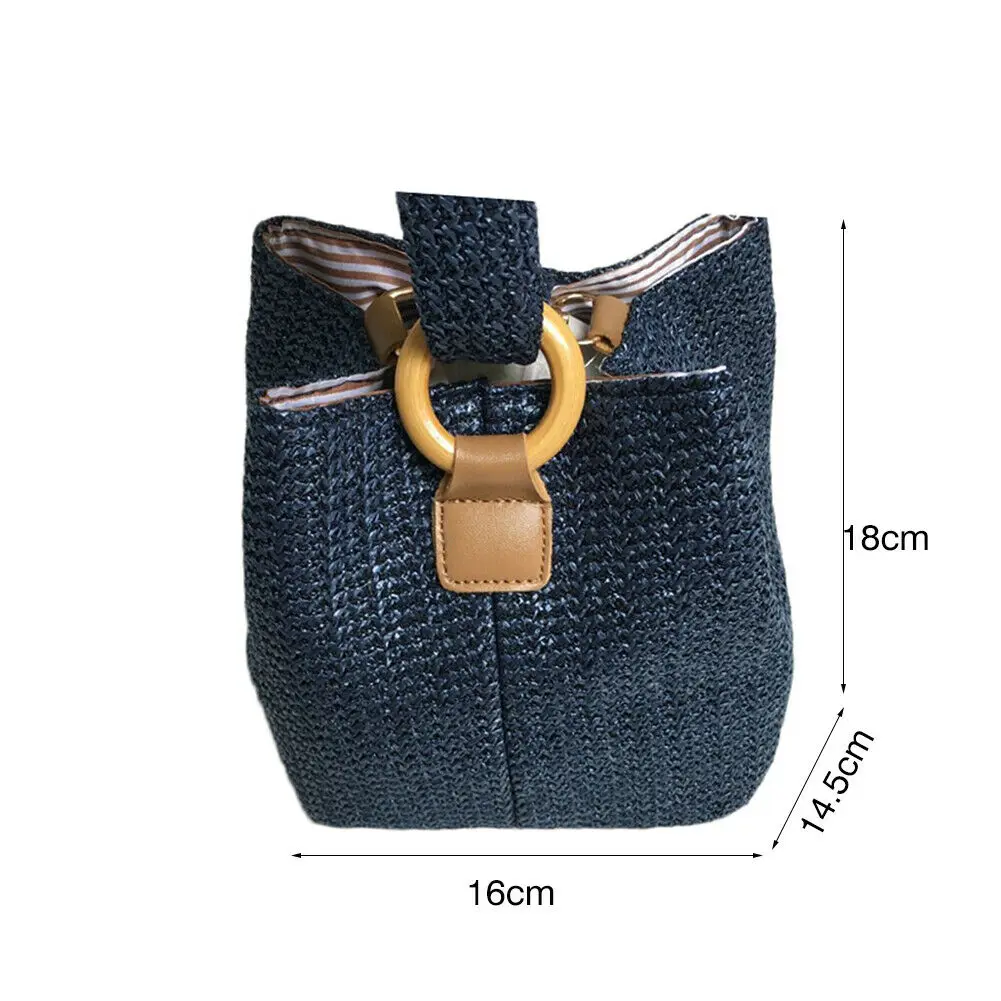 

Fashion Beach Straw Woven Bags Rattan Basket Shoulder Bag Round Handbag