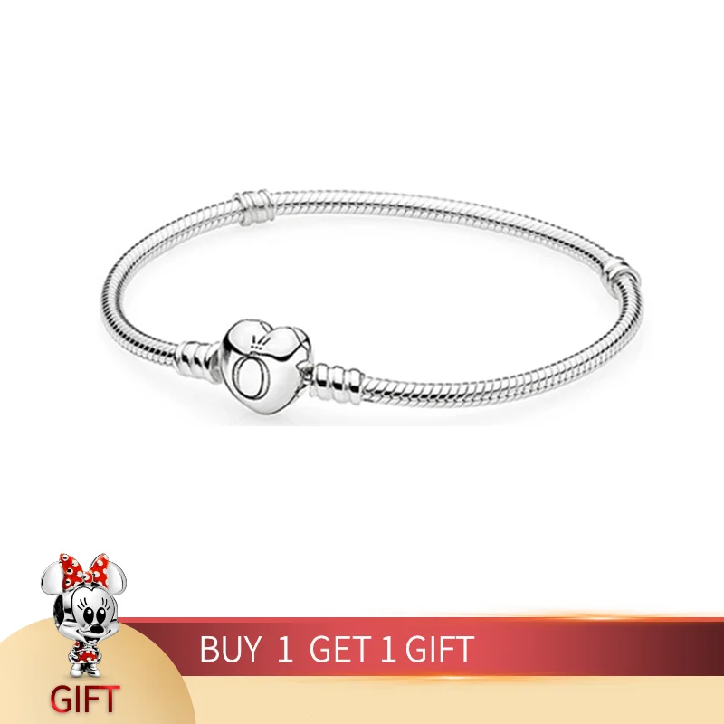 

BOFUER The Crown O Heart Snake Chains Fit Silver Bracelet 925 Original Charms For Women DIY Bangle Jewelry Gift