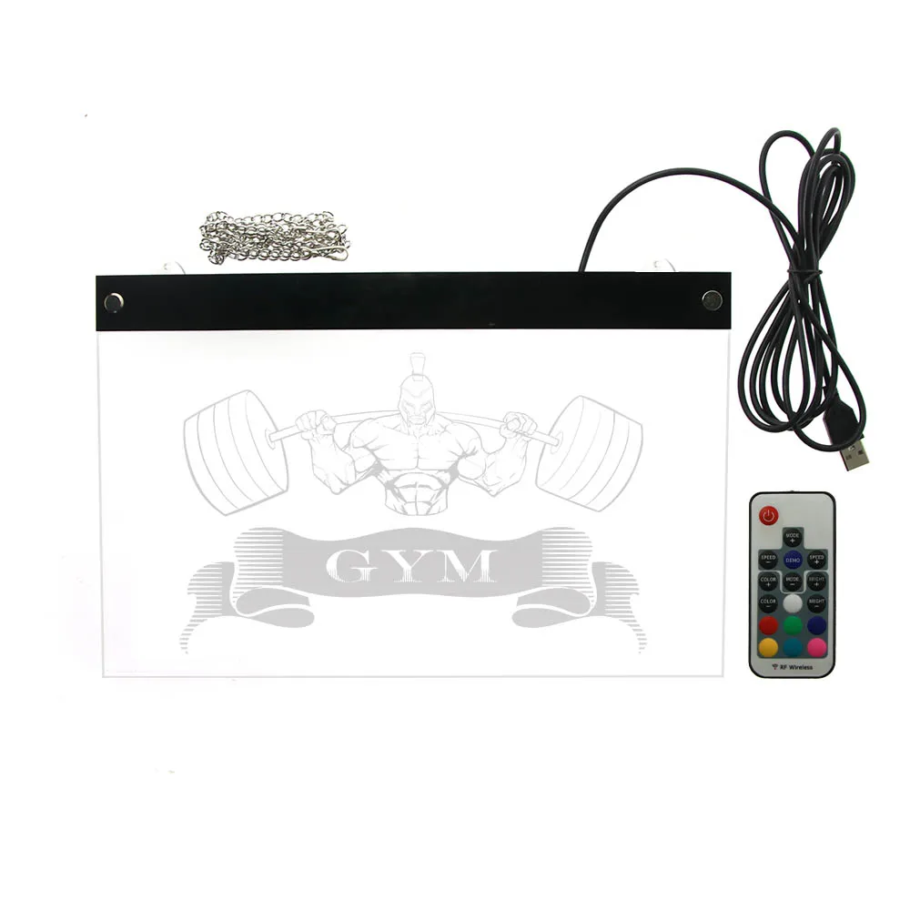 Пользовательские дома тренажерный зал знак освещение Настенный декор