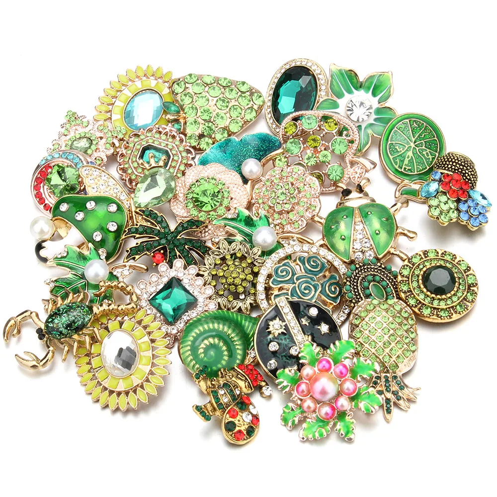 5 шт./лот новые застежки ювелирные изделия золотого цвета Зеленый Кристалл Цветы
