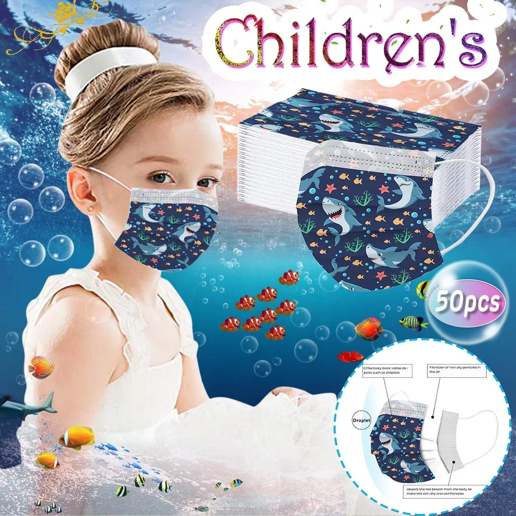 50 шт. одноразовая маска для лица Очаровательный детский мультфильм рот муфельная