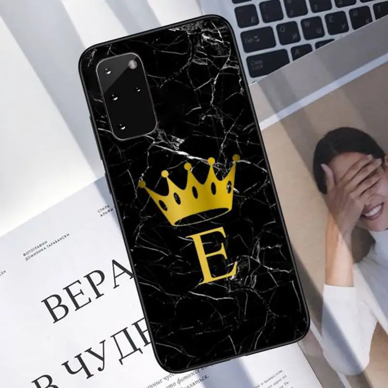 

Letter Monogram Gold Marble Phone Case For Samsung A40 A31 A50 A51 A71 A20E A20S S8 S9 S10 S20 Plus note 20 ultra