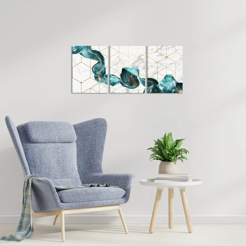 

Modern Abstract Green Lines Gold Foil Canvas Art Paintings for Living Room Bedroom Posters and Prints Wall Poster Home Decor