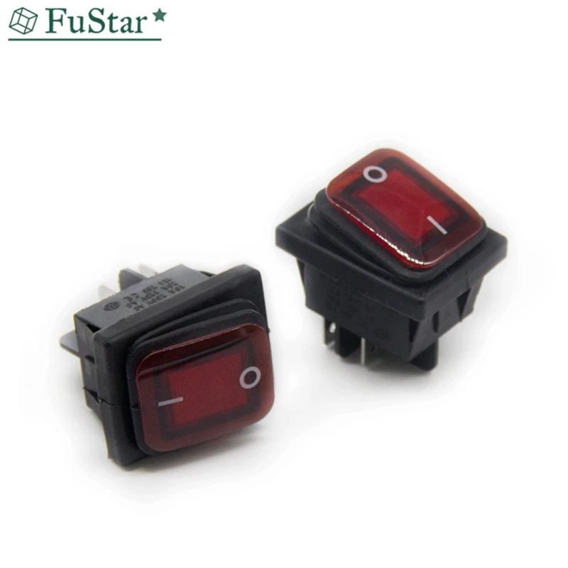 DPST IP67 ON OFF 30A/250V Heavy Duty 4 pin Sealed Waterproof T85 Auto Boat Marine Toggle Rocker Switch with LED 220V 30x22 Red |