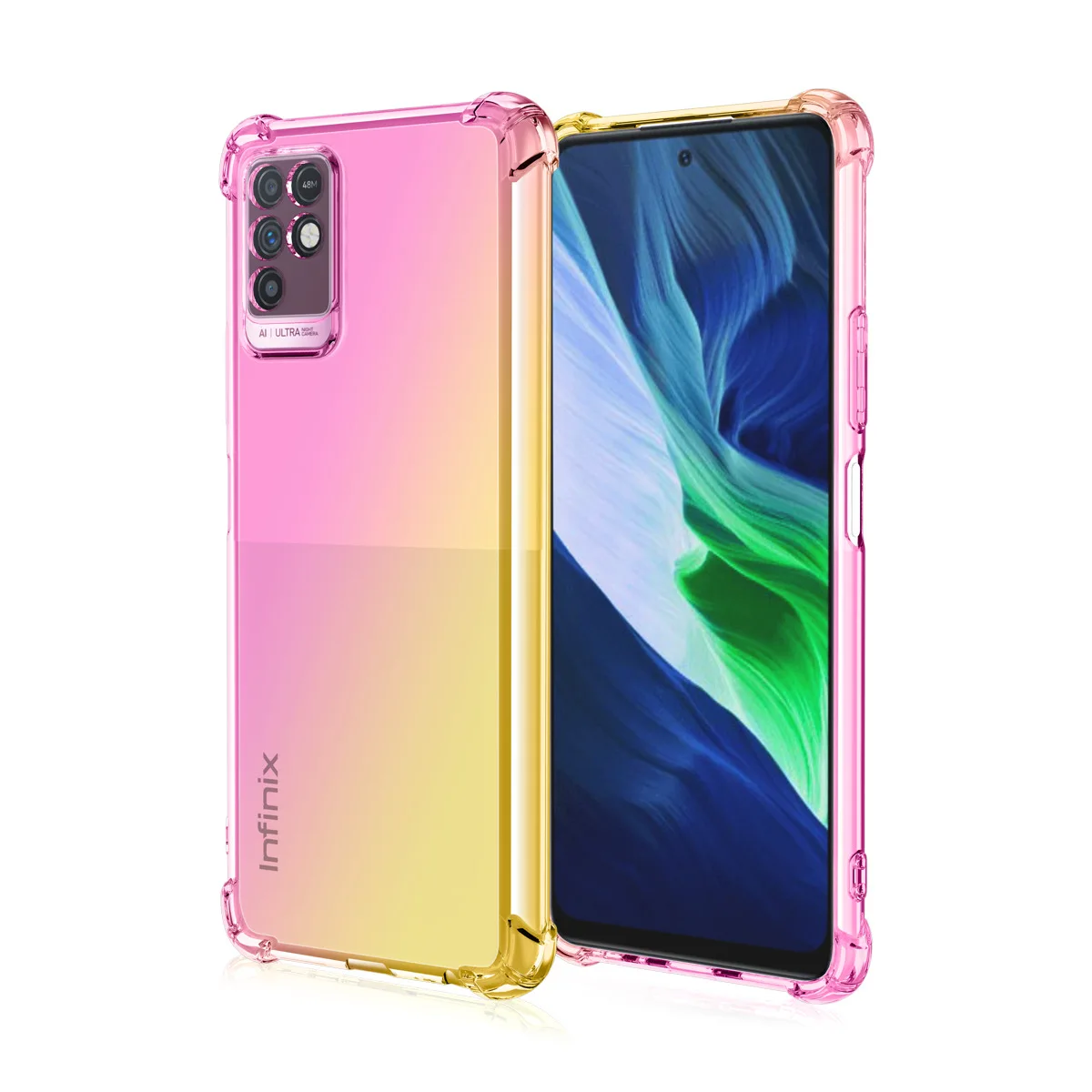 luxury gradient transparent shockproof case for infinix note 10 pro hot 10i air bag shockproof phone funda for infinix note10 free global shipping