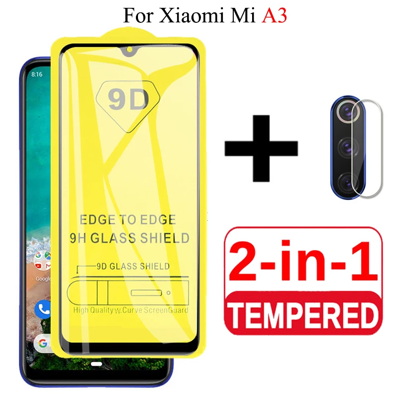 2 в 1 9D протектор экрана для xiaomi mi A3 Защитное стекло камеры защитная пленка из