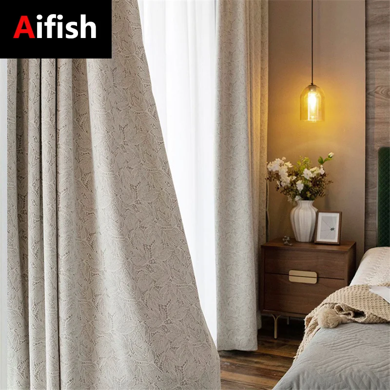 

American Geometry Light Luxury Living Room High Precision Cotton Linen Curtain Custom Bedroom Full Blackout Decorative Cortina 3