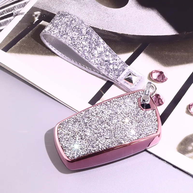 

2020 Luxurious Starry Bling Crystal Diamond Car Key Case For BMW 1/3/5/7 Series X3 M2/3/4/5/6 Interior Accessories Key Chain/