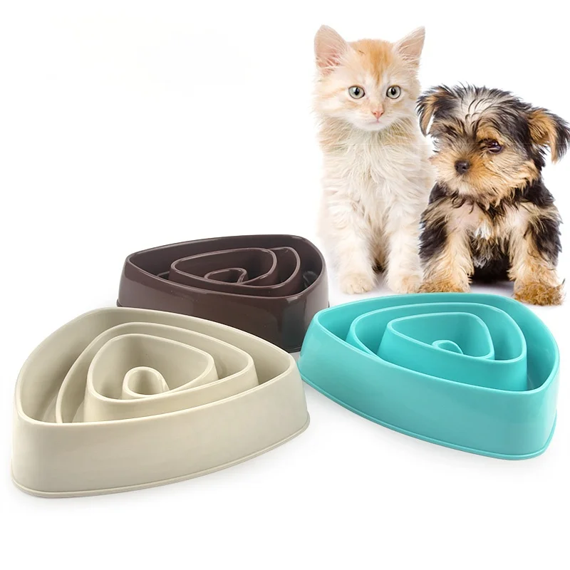 

Triangular Dog Slow Eating Training Bowl Puppy Kitten Plastic Food Feeding Bowl Pet Avoid Choke Feeder Pet Dog Bowls