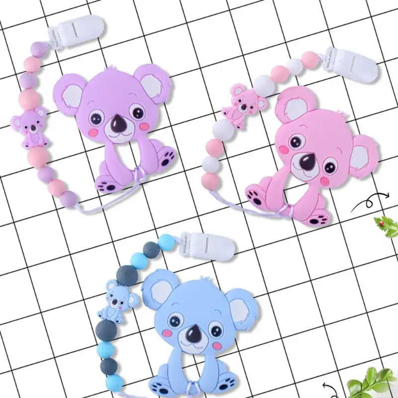 Младенцы молярная игрушка милый мультфильм животное коала зубной гель соска цепь Новорожденный ребенок силиконовый Прорезыватель для купания Подарки