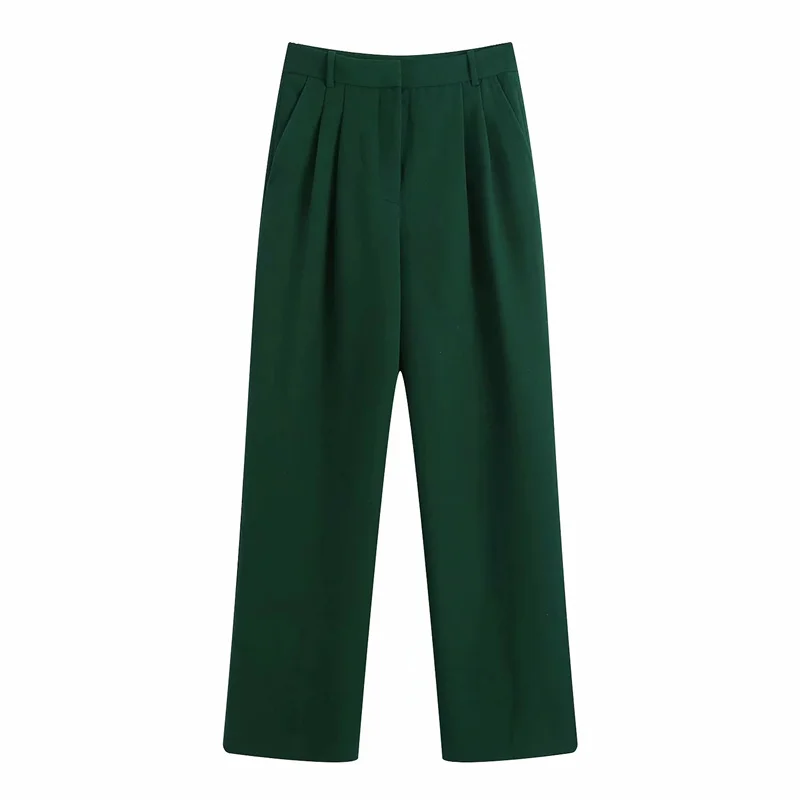 Женский элегантный темно-зеленый прямой Блейзер костюм осень 2021 однотонный