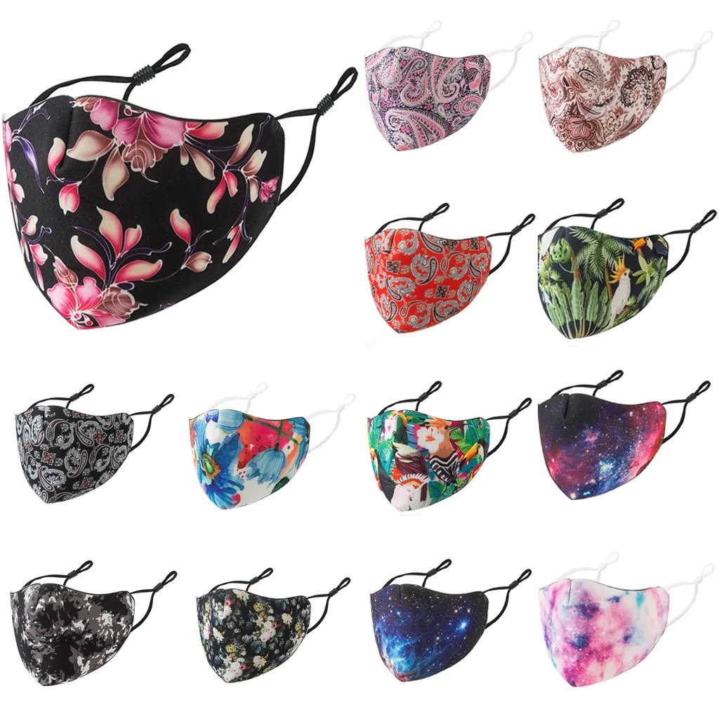 

Unisex Florals Printed Pm2.5 Outdoor Mouth Masks Flower Printed Retro Washable Reusable Protection Face Masks