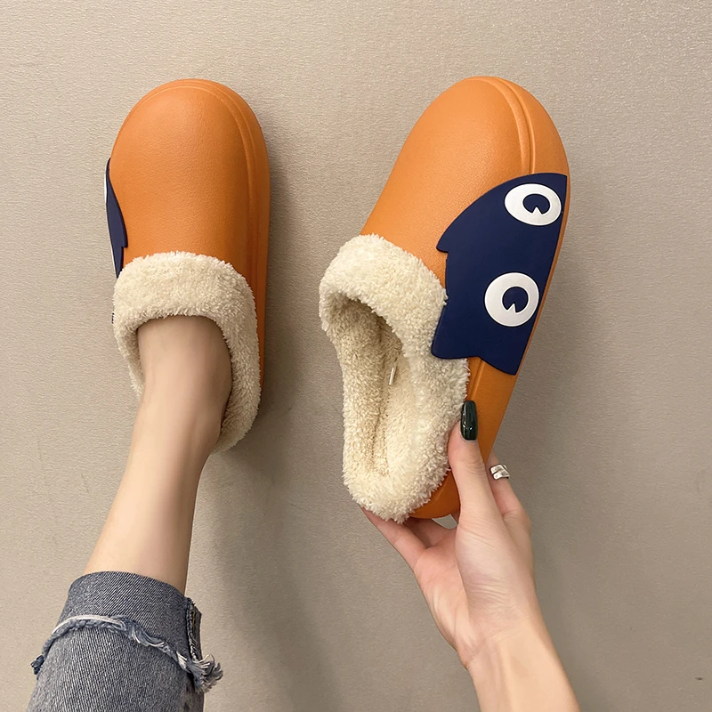 

Winter Couple Slippers House Women Antiskid Waterproof Clogs Slippers Indoor Outdoor Warm Cozy Plush Men Winter Slippers Shoes