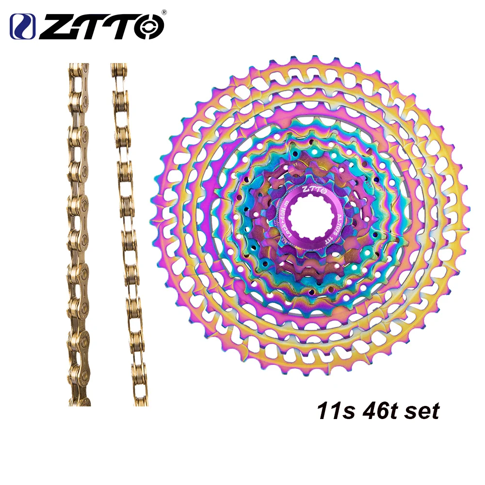 ZTTO MTB 11 скоростной набор 11s 46T кассета с цепью 11v Серебряная Сверхлегкий k7