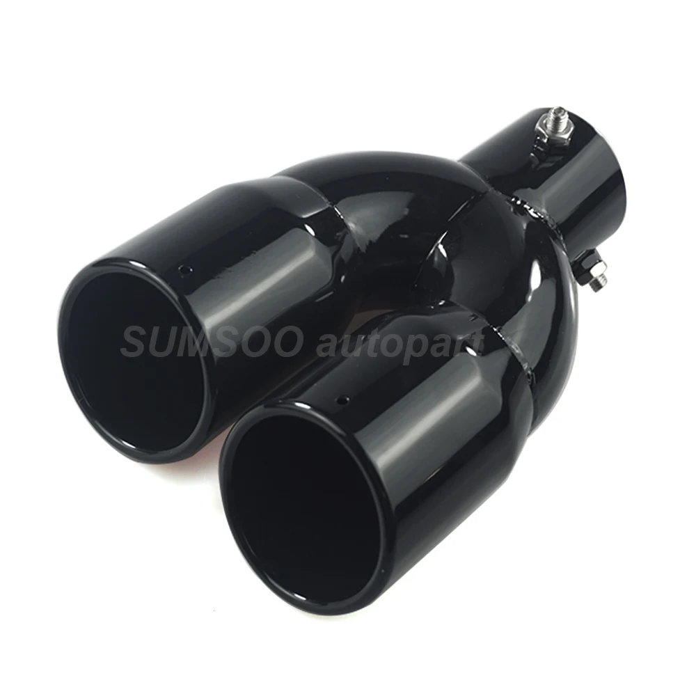 

Universal Car Inlet Double-Barrel Rear Exhaust Tip Tail Pipe Muffler for Car Modificati 304 Stainless Steel Car Accessories