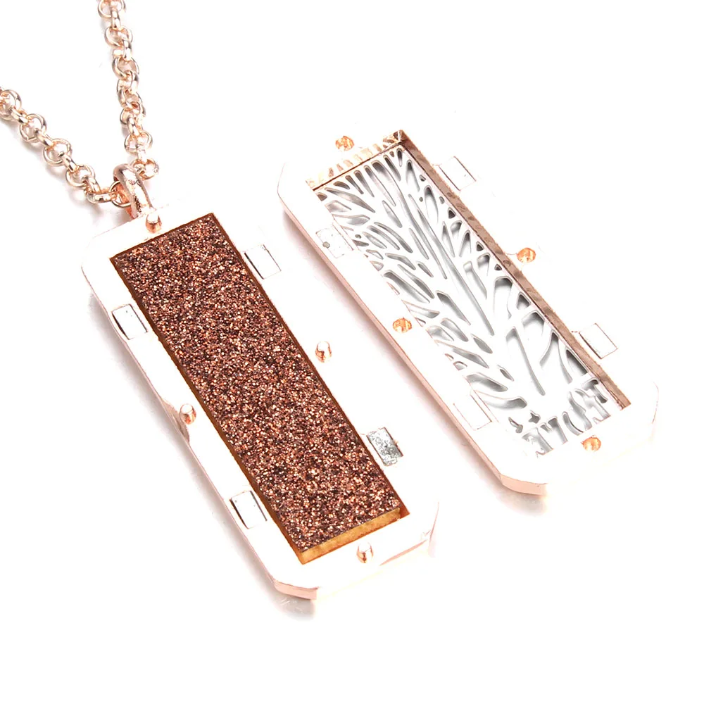 Оптовая продажа серебряный цвет квадратное ожерелье для ароматерапии открытый