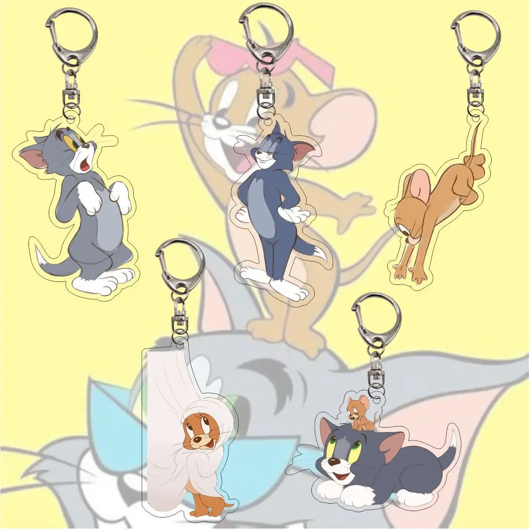 Double Face Keychain Tom Cat Jerry Mouse Bag Pendant Accessories Cartoon Figures Children Gfits