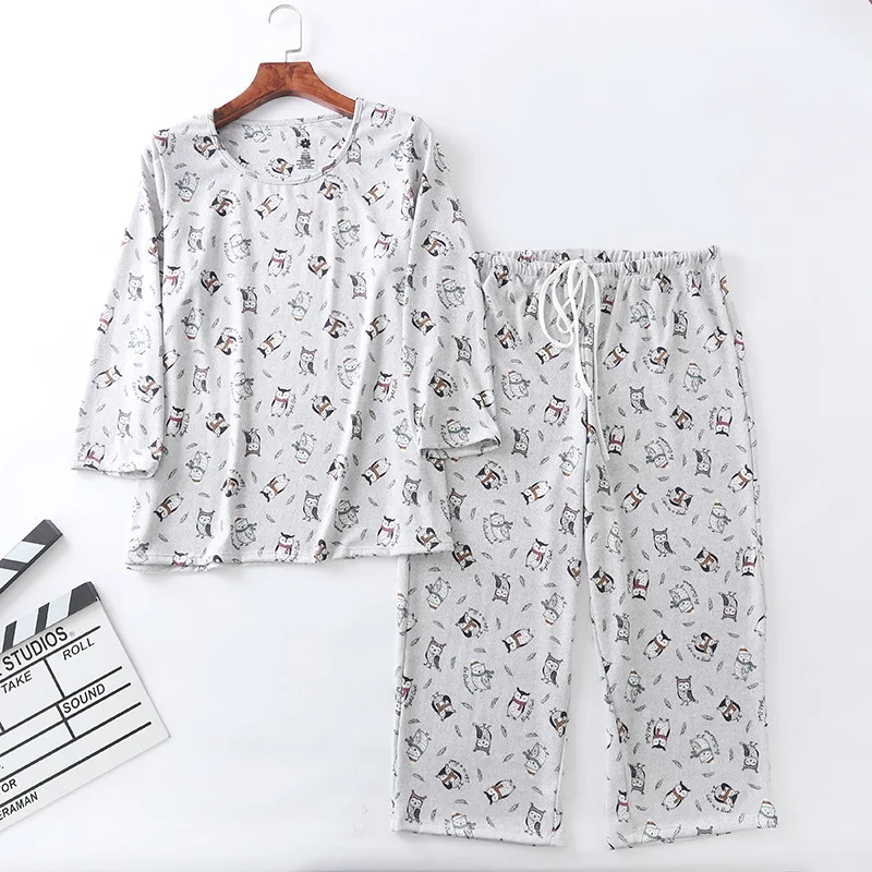 

Пижамный комплект с рукавом 3/4, мягкая одежда для сна, хлопковая рубашка и брюки, одежда для отдыха, Повседневная Пижама, новинка 2021, домашняя...