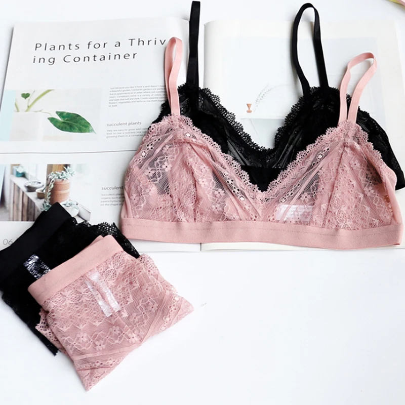 Комплект женского кружевного нижнего белья с чашками пуш ап|Комплекты белья| |