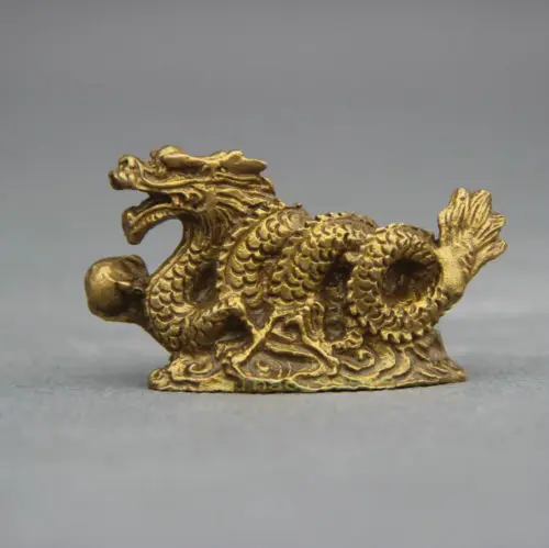 Китайская народная бронзовая медная подставка FengShui статуя зодиака дракона