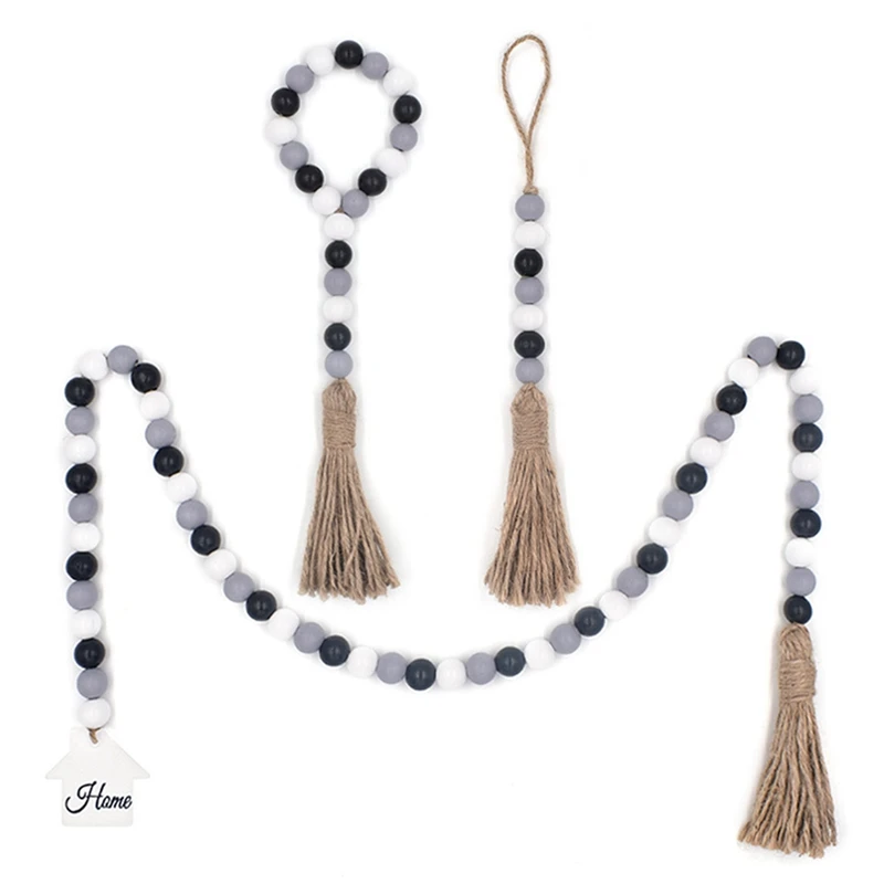 Деревянная гирлянда из бусин с кисточками деревенский фермерский многоярусный