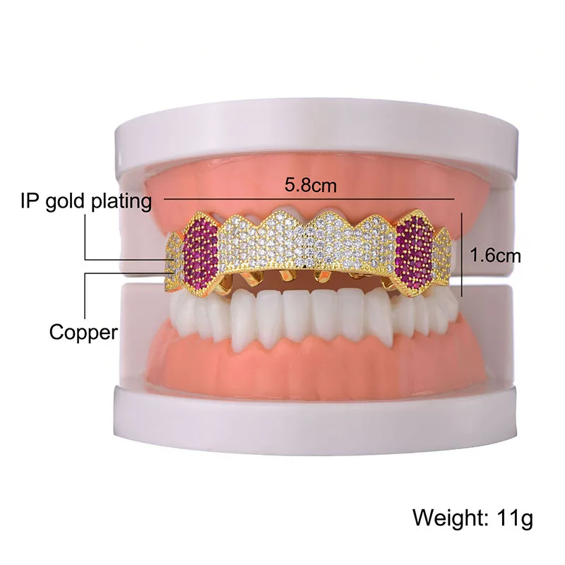 Iced Out микро проложить Полный CZ зубы Grillz дно очарование грили для мужчин женщин