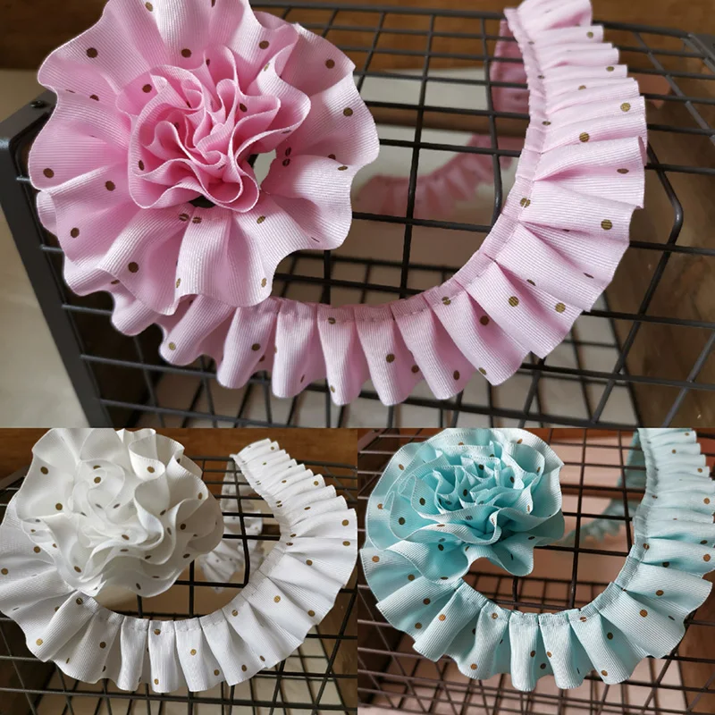 1 м Новая плиссированная кружевная ткань 3 8 см в горошек аппликация с кружевной