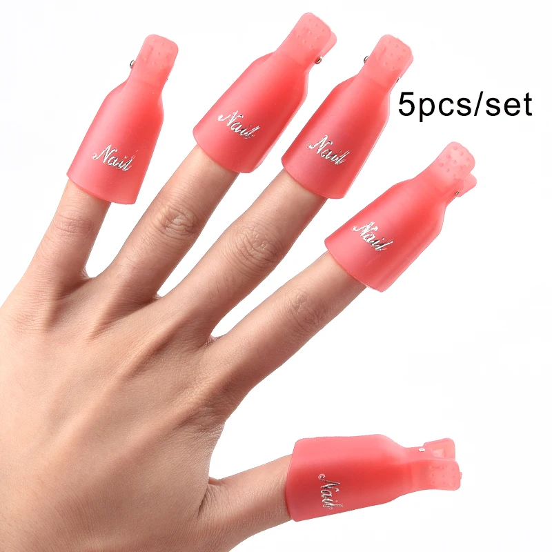 pink 5pcs OYAKOM 5 шт. средство для снятия лака для ногтей Прочный пластик дизайн ногтей Замачивание колпачок зажим средство для снятия УФ гель-лака обертывание инструмент для дизайна ногтей советы - Цвет: pink 5pcs