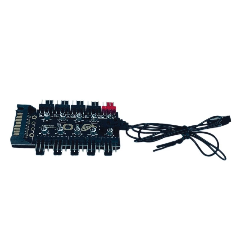 

ligent Temperature Control Pwm 4Pin 4 Pin Fan Hub 10 Way Controller with Big 4P Port and SATA Port Power Supply