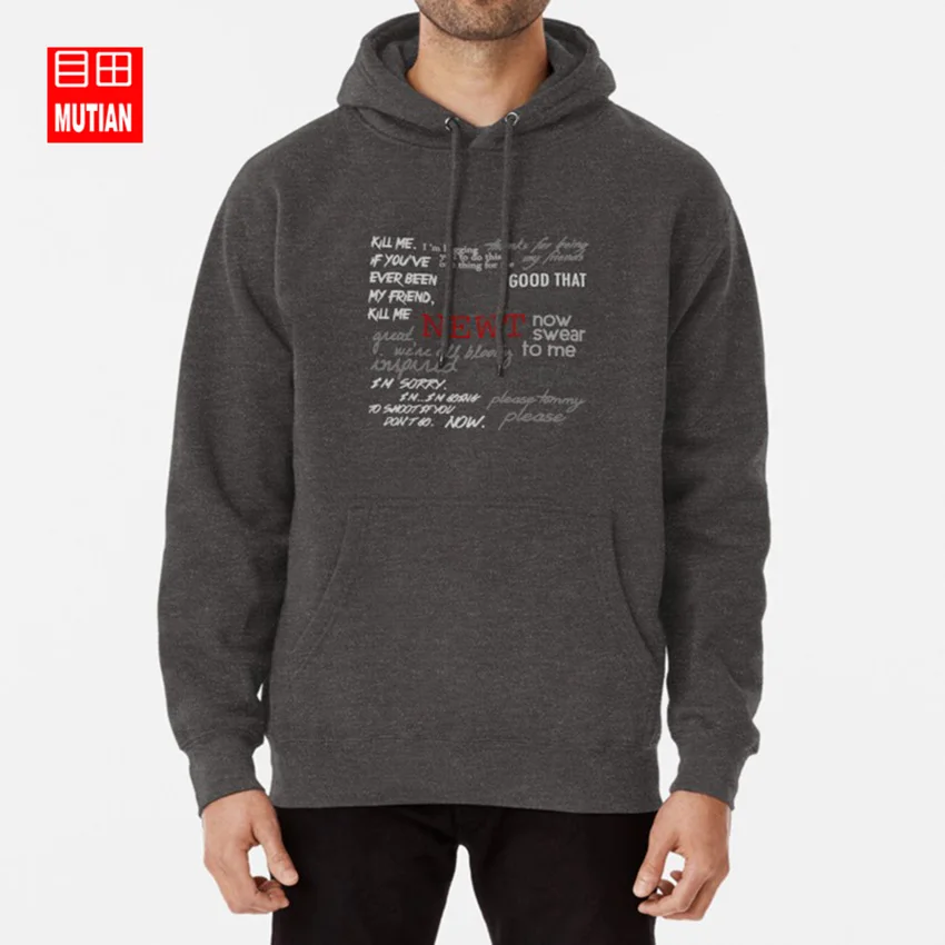 darkgrey-hoodie Толстовки с капюшоном с надписью «Memorial to Newt», tmr the maze runner, бегущий лабиринт, бегущий, Скорч, исследования, лечение смерти, Дилан o brien 39 gt, актер - Цвет: darkgrey-hoodie