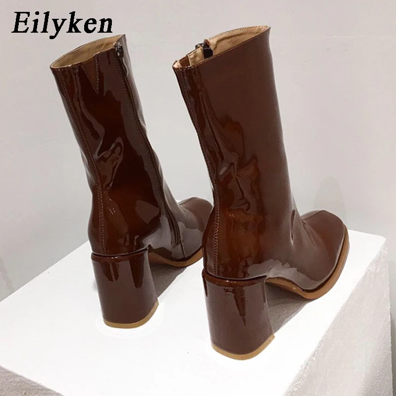 Eilyken 2021 Осенние Зимние ботильоны на высоком устойчивом каблуке Женская обувь без