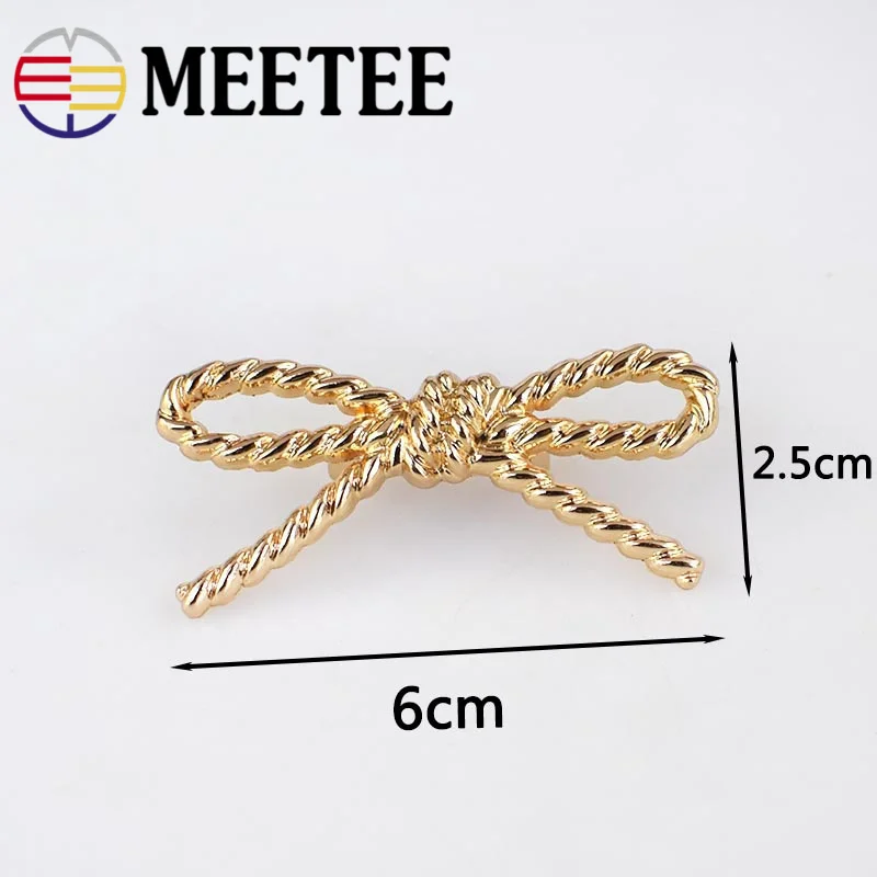 4/10 шт. Meetee 6*2 5 см МЕТАЛЛИЧЕСКИЕ металлические пряжки зажим с бантом для обуви