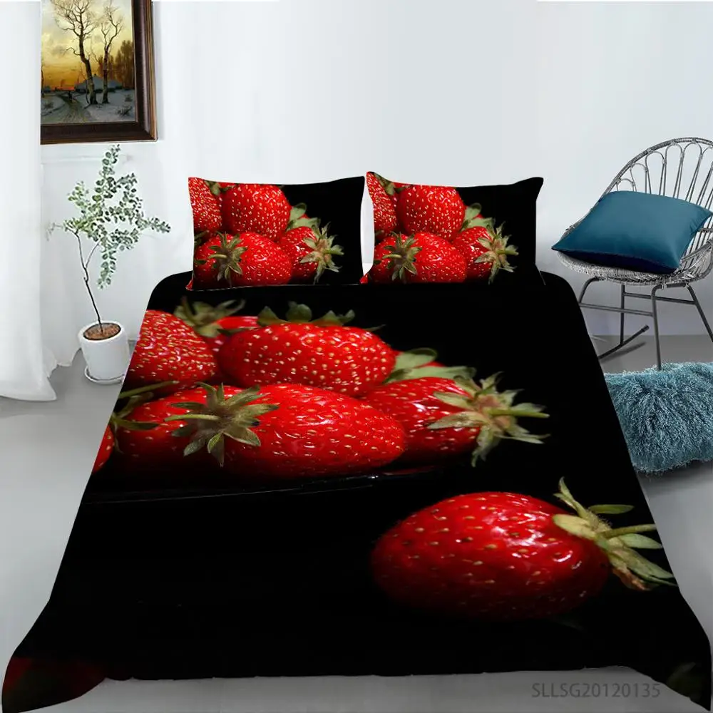 

New Bedding Set 3D Print Fruit Duvet Cover For Bedroom Bed Cover Set Single Double King Bed Quilt Cover 2/3PCS