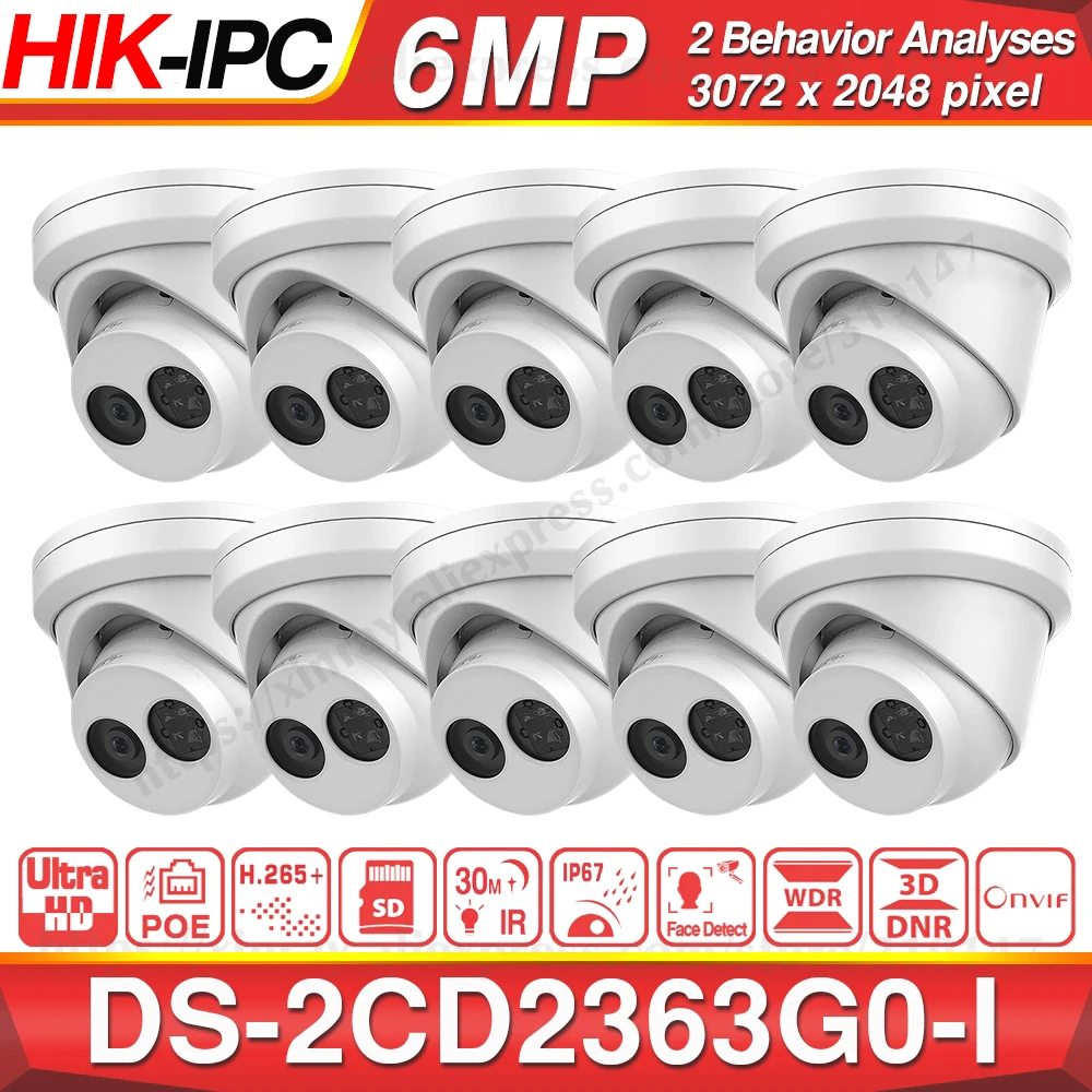 

Pre-sale Hikvision DS-2CD2363G0-I Original 6MP Camera H.265 Face Detect Network IP Camera POE CCTV Cam SD Card Slot 10pcs/lot