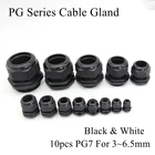 10 шт. PG7 Кабельный сальник для 3-6,5 мм провод кабель CE белый черный IP68 Водонепроницаемый Нейлон Пластик резиновое уплотнительное кольцо уплотнительное уплотнение соединитель