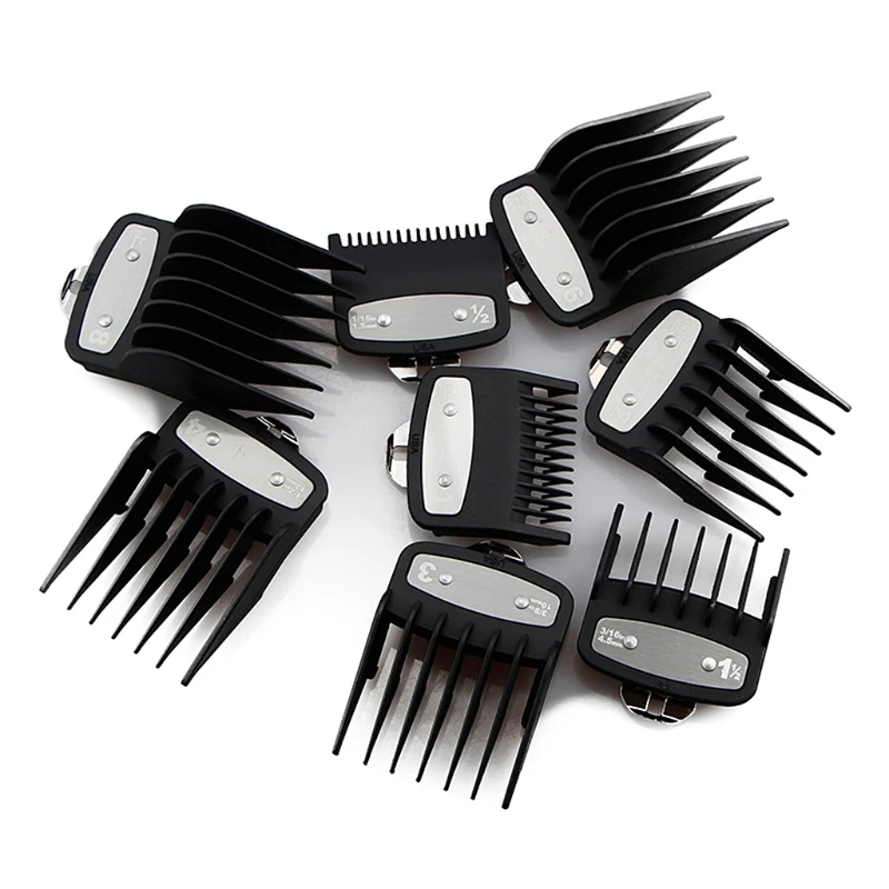 8PCS Professional Hair Clipper Trimmer Limit Comb Cutting Guide Combs 1.5/3/4.5/6/10/13/19/25MM Set Tools Kit Jy12 21 | Красота и