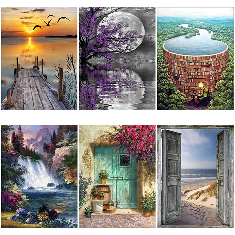 Алмазная 5D картина сделай сам полная круглая вышивка пейзаж крестиком мозаика