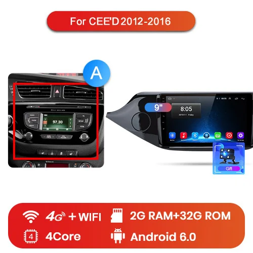 4G (2GB 32GB) A Junsun 2G+ 32G Android 9,0 для KIA Cee 'd CEED JD 2012 2013- Авто 2 din Радио стерео плеер Bluetooth gps навигация - Цвет: 4G (2GB 32GB) A