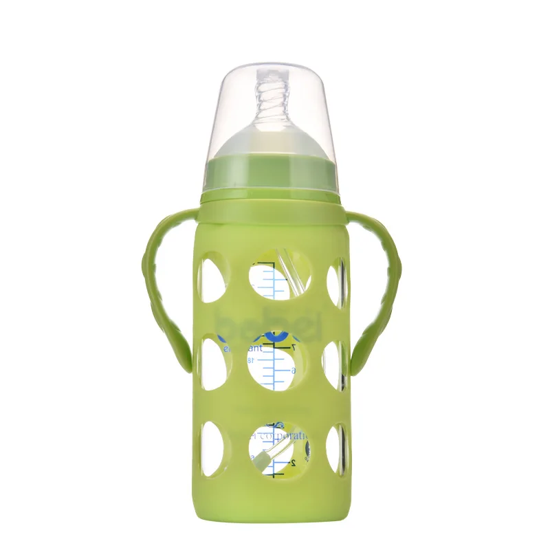 Бутылка для молока младенцев с широким горлом и силиконовым покрытием 240 мл | Мать