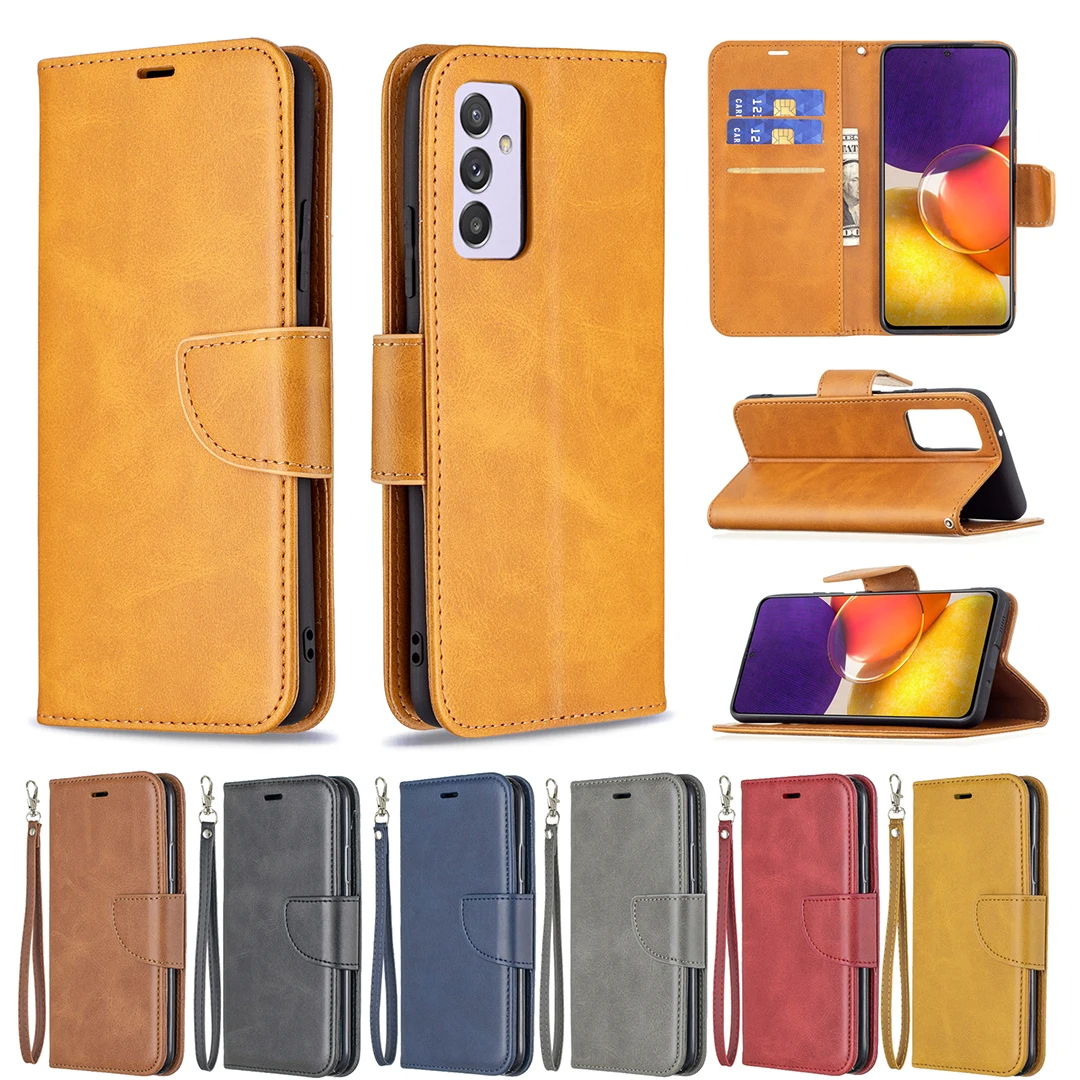 

for Samsung Galaxy A82 A22 A32 A02 A12 A52 A72 A42 A21S A31 A41 A11 A51 A71 A20S A50 Flip Leather Case Solid Color Protect Cover