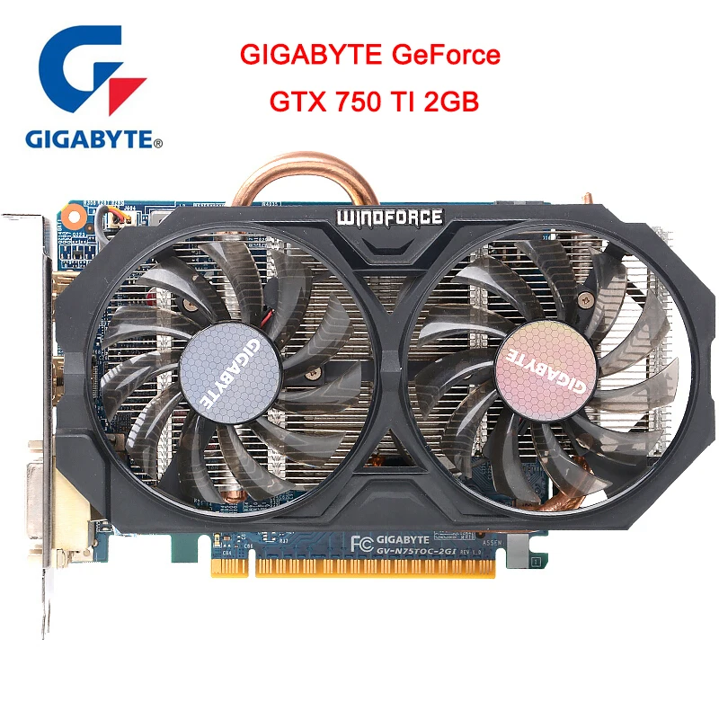 Видеокарта GIGABYTE GeForce gtx 750 ti WINDFORCE с графическим процессором NVIDIA GPU 2 ГБ GDDR5 128 бит