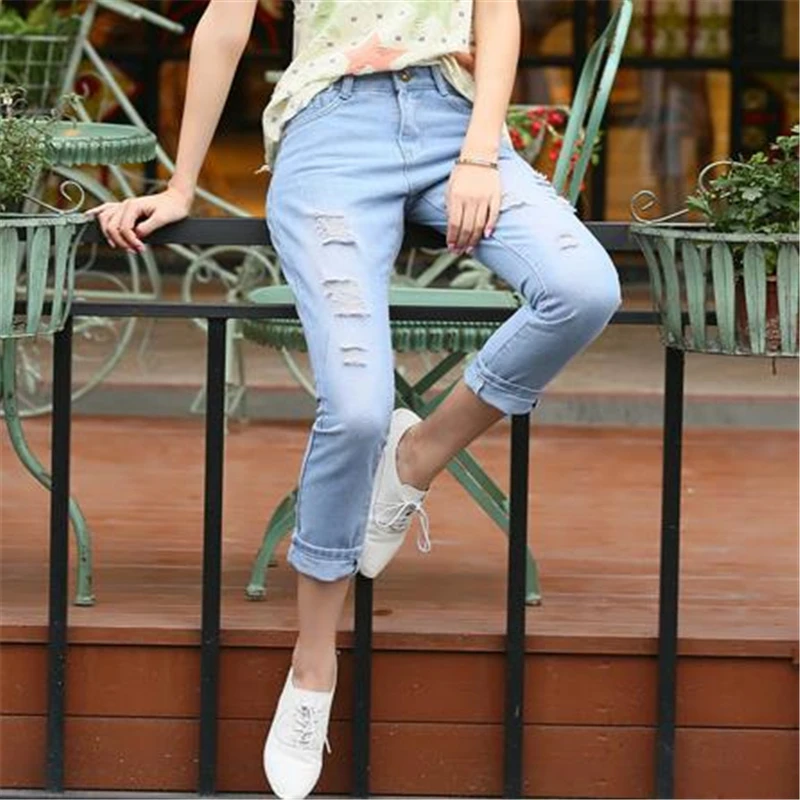 Женские летние и весенние Бриджи свободного кроя|loose jeans|capri jeansjeans casual |