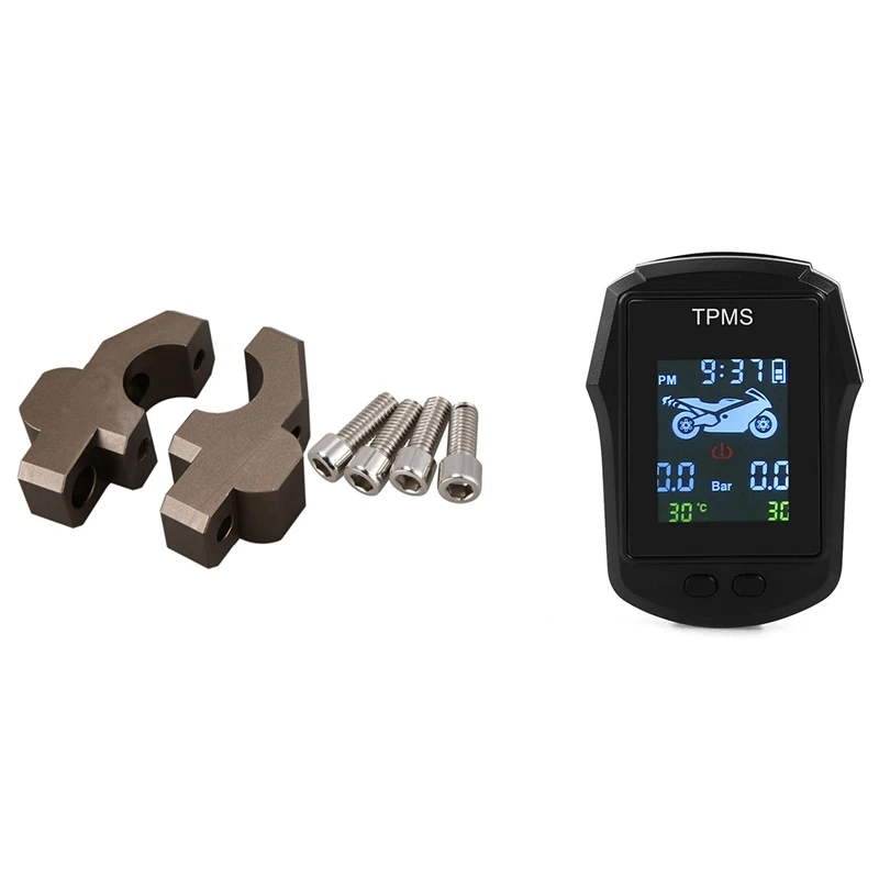 

Handlebar Riser Bar Mount Handle Clamp With TPMS LCD Digital Tire Pressure Monitor System,For YAMAHA MT09 Tracer FZ09