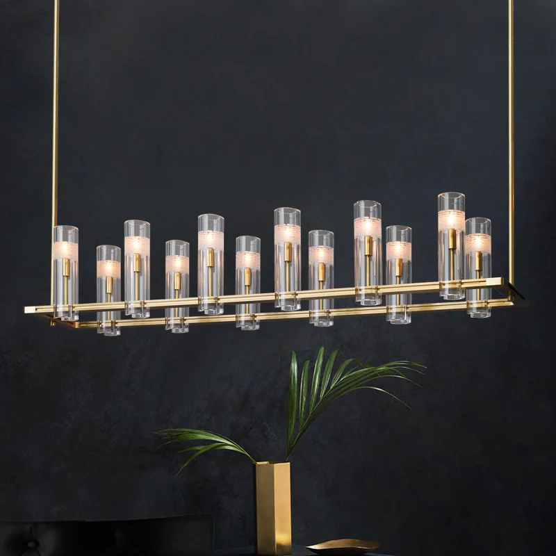 

Light luxury postmodern model room dining room living room all copper chandeliers creative club bar glass chandelier